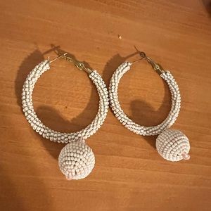 Beaded Hoop Earrings - with ball accent